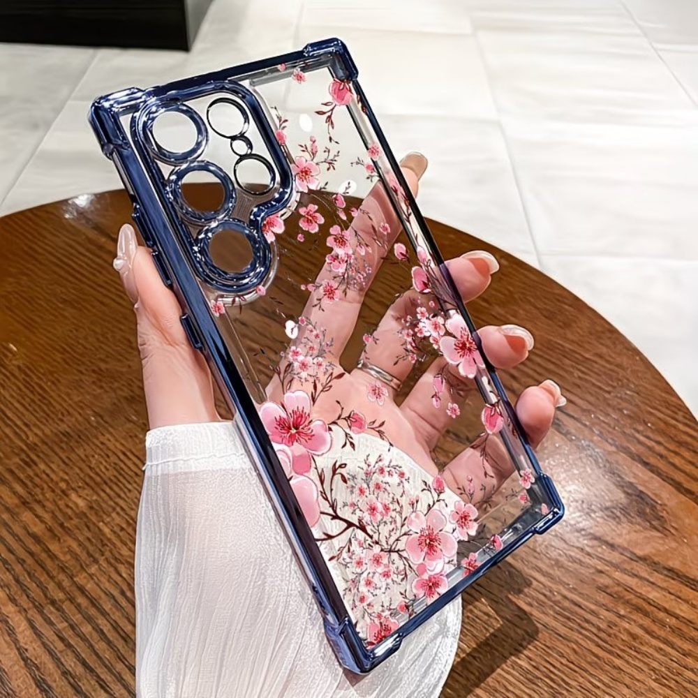 Samsung Galaxy S25 - Cherry Blossom Electroplated Four-Corner Anti-Fall Phone